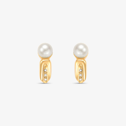 Brinco com Pérola e Diamantes em Ouro Amarelo 18K