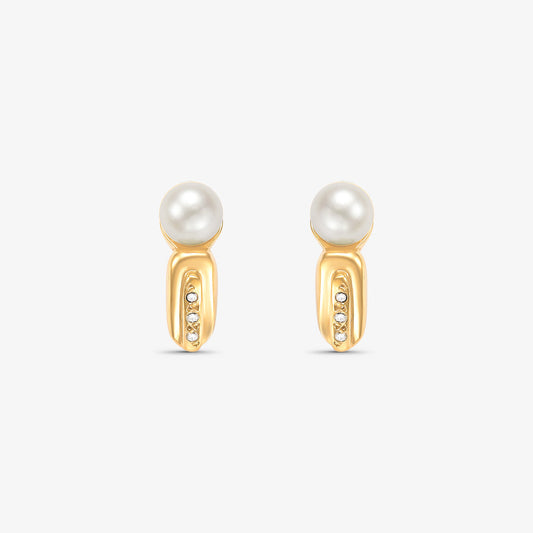 Brinco com Pérola e Diamantes em Ouro Amarelo 18K