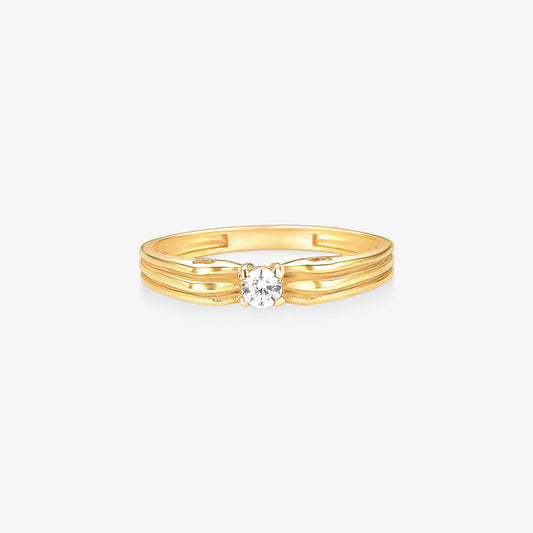 Anel Solitário Mar em Ouro Amarelo 18K