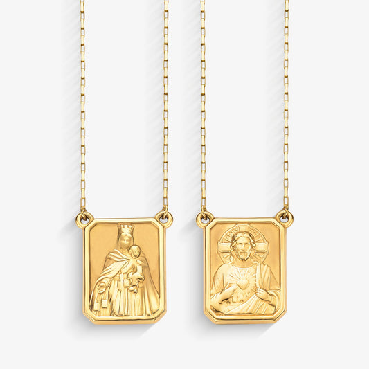 Escapulário Sagrado Coração G em Ouro Amarelo 18K