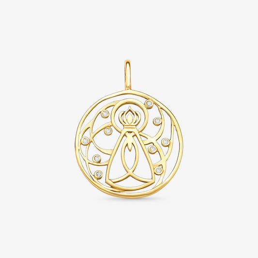 Pingente Nossa Senhora com Diamantes em Ouro Amarelo 18K