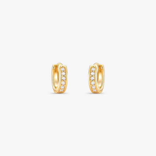 Brinco Argola P com Pedras em Ouro Amarelo 18K