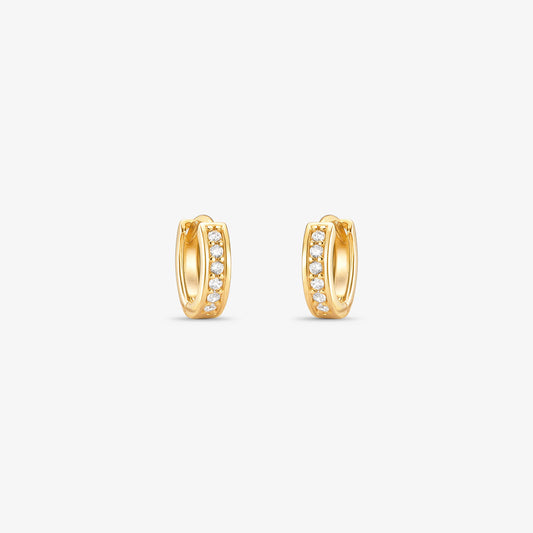 Brinco Argola P com Pedras em Ouro Amarelo 18K