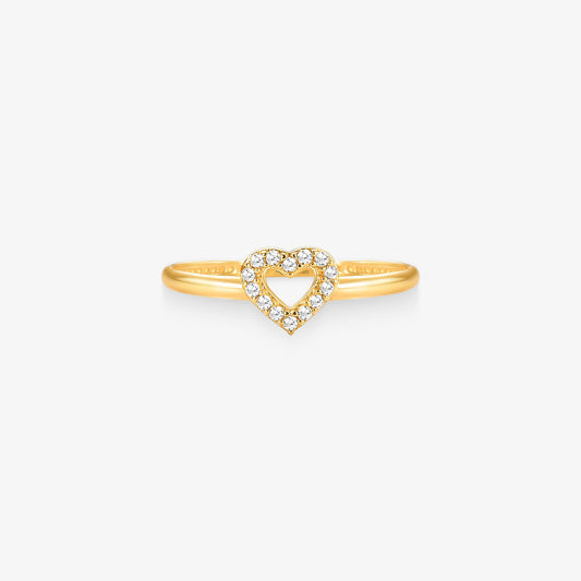 Anel Coração Vazado em Ouro Amarelo 18K