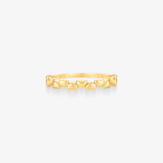 Anel Corações em Ouro Amarelo 18K