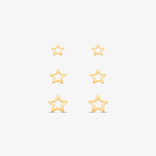 Brinco Baby Trio Estrela em Ouro Amarelo 18K