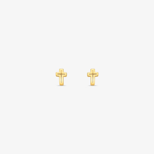 Brinco Mini Cruz em Ouro Amarelo 18K
