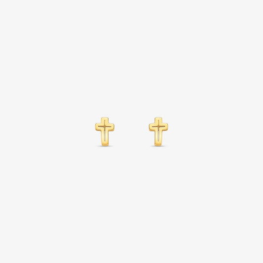 Brinco Mini Cruz em Ouro Amarelo 18K