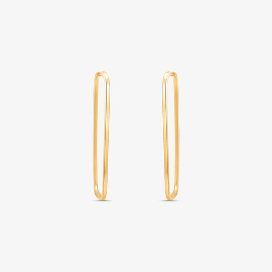 Brinco Argola Retangular e Fio Quadrado em Ouro Amarelo 18K