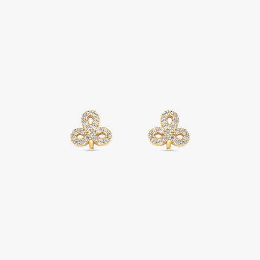 Brinco Trevo com Pedras em Ouro Amarelo 18K