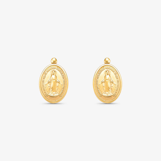 Brinco Medalha N.Sra. das Graças em Ouro Amarelo 18K