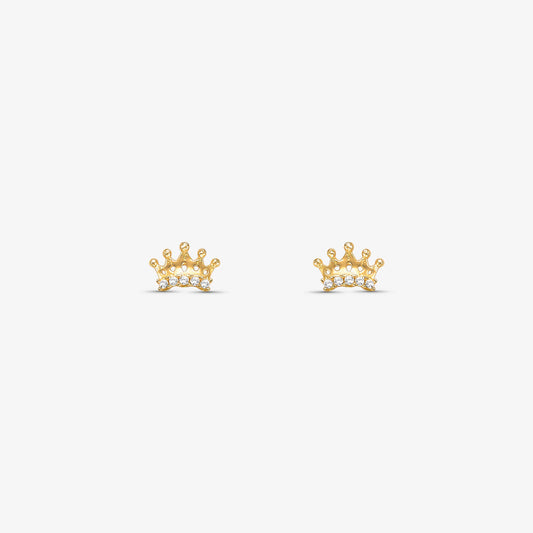 Brinco Baby Coroa com Pedra em Ouro Amarelo 18K