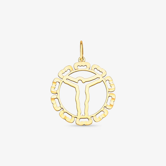 Pingente Cristo Mandala em Ouro Amarelo 18K