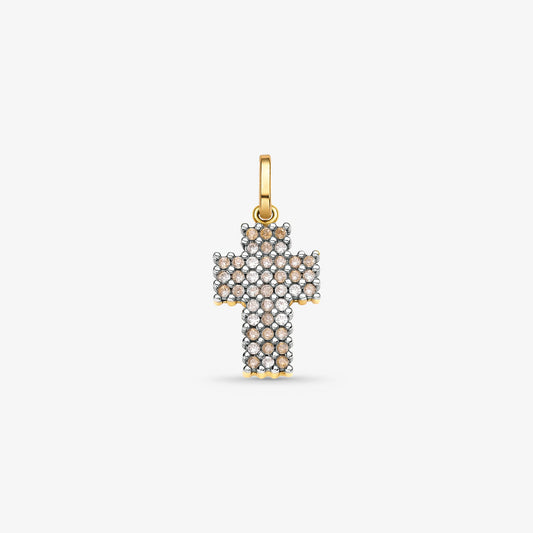 Pingente Cruz com Pedras em Ouro Amarelo 18K