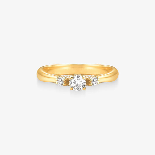 Anel Solitário TRE em Ouro Amarelo 18K