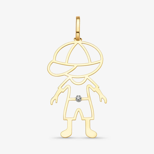 Pingente Menino com Boné em Ouro Amarelo 18K