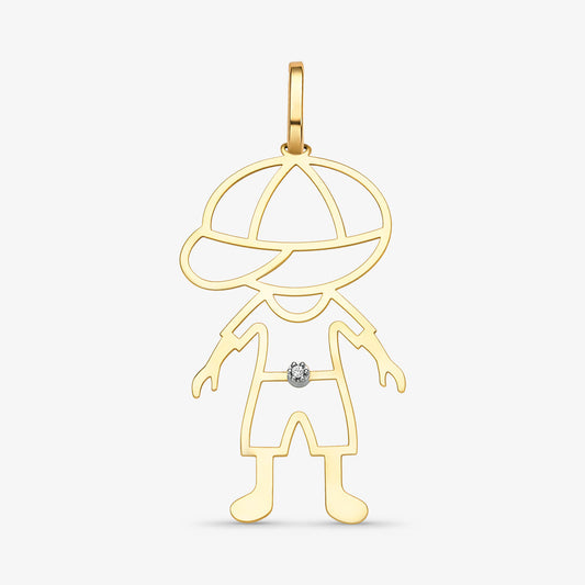 Pingente Menino com Boné em Ouro Amarelo 18K