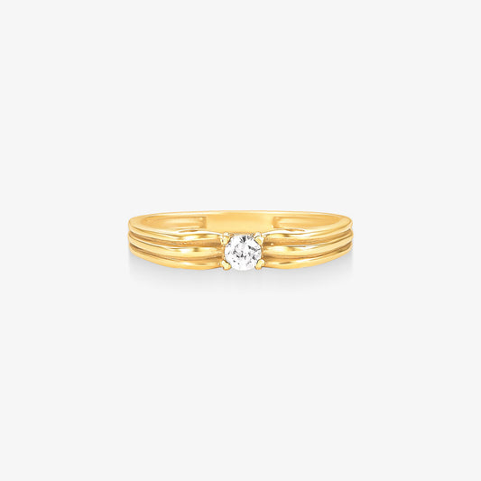 Anel Solitário Lua em Ouro Amarelo 18K