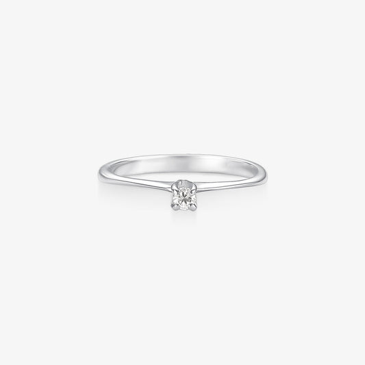 Anel Solitário Laços com Diamante em Ouro Branco 18K