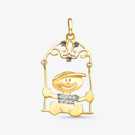 Pingente Menino na Gangorra em Ouro Amarelo 18K