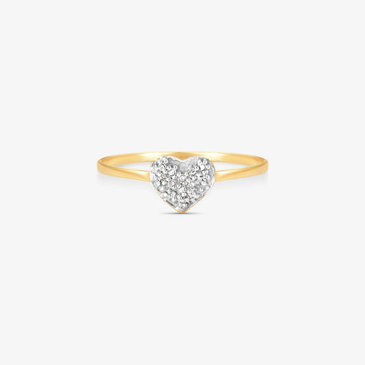 Anel Coração com Diamantes em Ouro Amarelo 18K