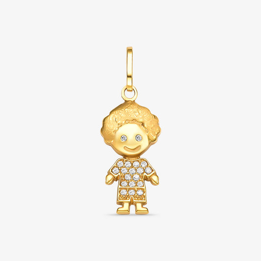 Pingente Menino com Pedras em Ouro Amarelo 18K