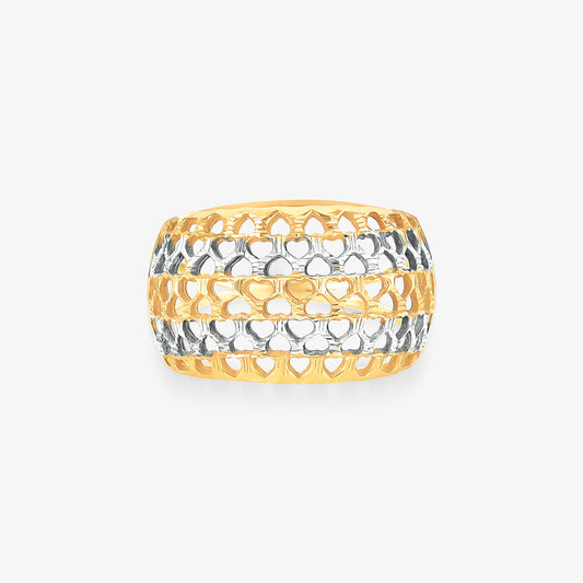 Anel Estamparia Vazado Tricolor em Ouro 18K