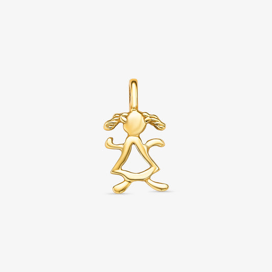 Pingente Menina Vestido em Ouro Amarelo 18K