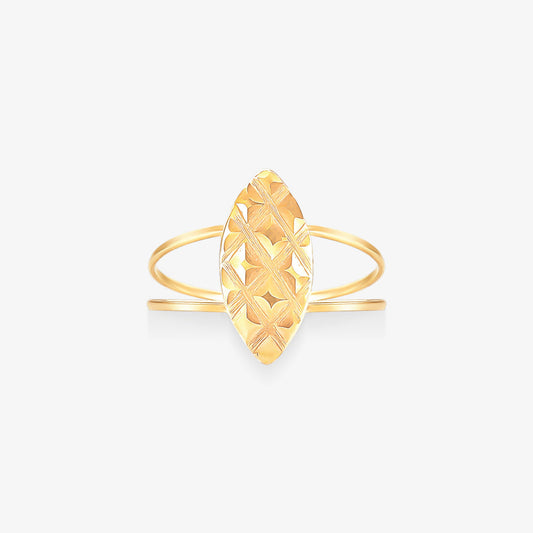 Anel Estamparia V em Ouro Amarelo 18K