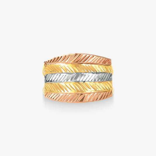 Anel FIN Estamparia Tricolor em Ouro 18K