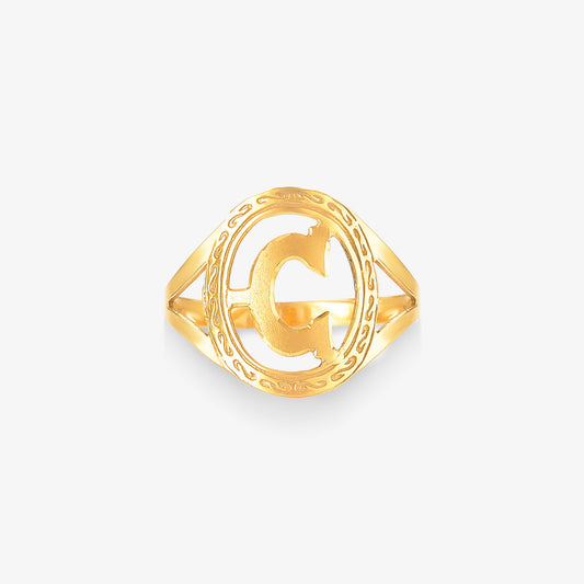 Anel Letra C em Ouro Amarelo 18K