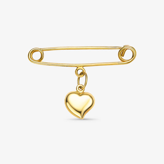 Alfinete Coração em Ouro Amarelo 18K