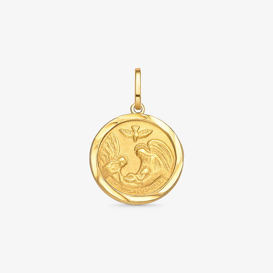 Pingente Medalha Anjo da Guarda em Ouro Amarelo 18K