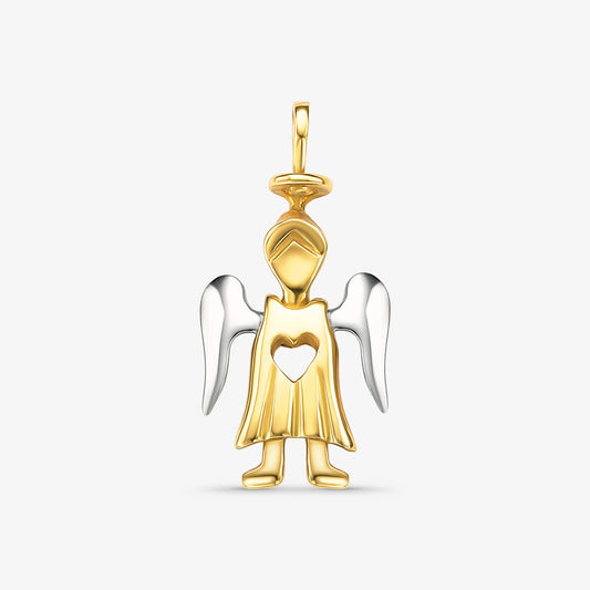 Pingente Anjo Bicolor em Ouro Amarelo 18K