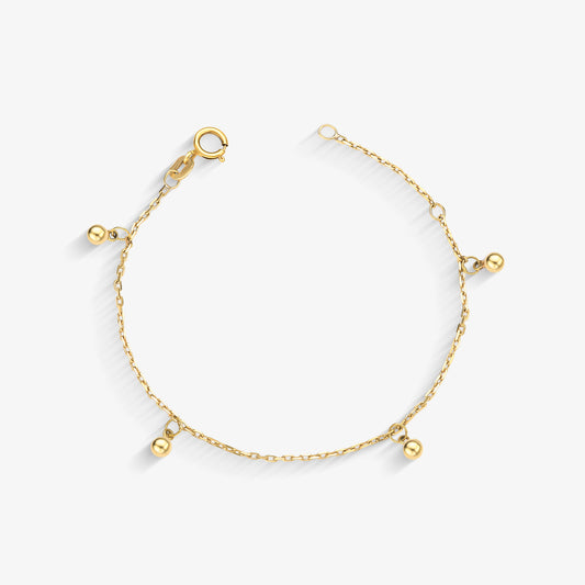 Pulseira 4 Bolas de 3mm em Ouro Amarelo 18K