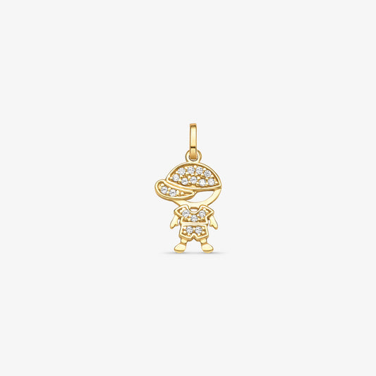 Pingente Menino com Boné em Ouro Amarelo 18K