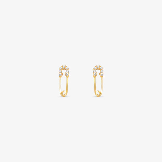 Brinco Alfinete com Pedras em Ouro Amarelo 18K