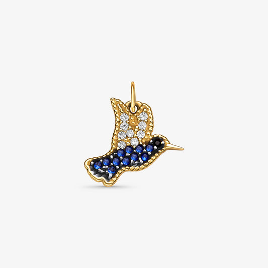 Pingente Beija-Flor com Pedras em Ouro Amarelo 18K