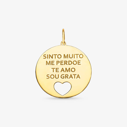 Pingente Placa Escrita Ho’oponopono em Ouro Amarelo 18K