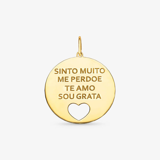 Pingente Placa Escrita Ho’oponopono em Ouro Amarelo 18K