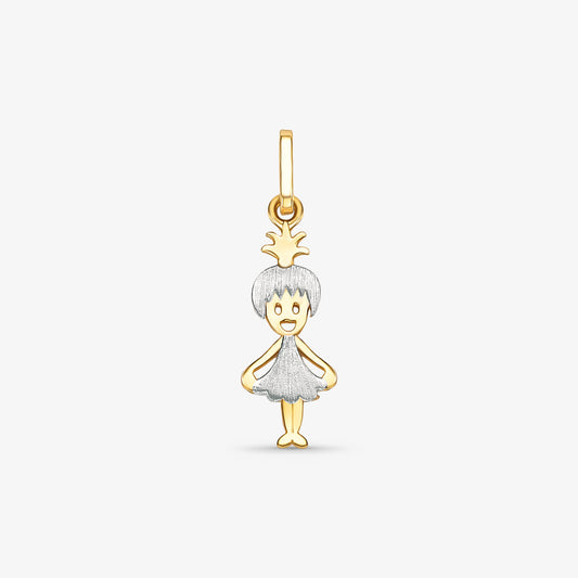 Pingente Menina Bicolor em Ouro 18K