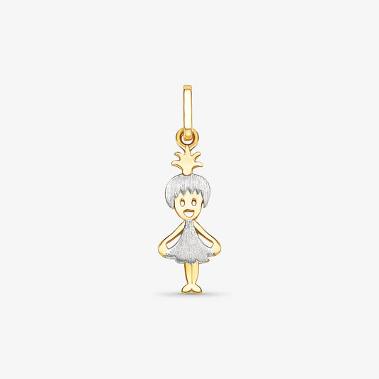 Pingente Menina Bicolor em Ouro 18K
