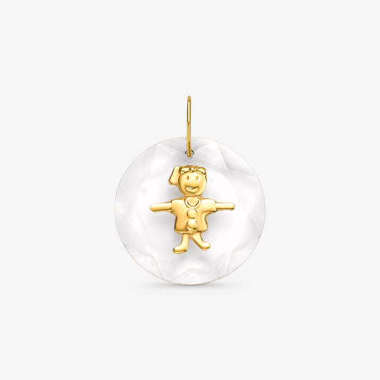 Pingente Cristal com Menina em Ouro Amarelo 18K
