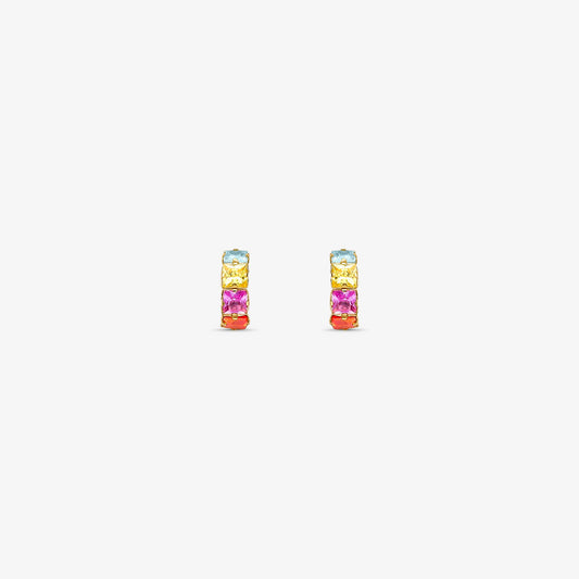 Brinco Carrie com Pedras Colorida em Ouro Amarelo 18K