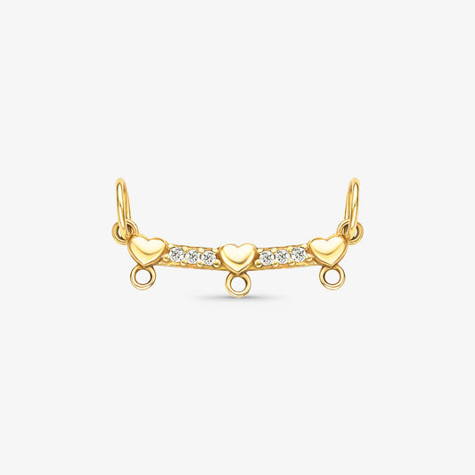 Pingente Canga com 3 Corações e Pedra em Ouro Amarelo 18K