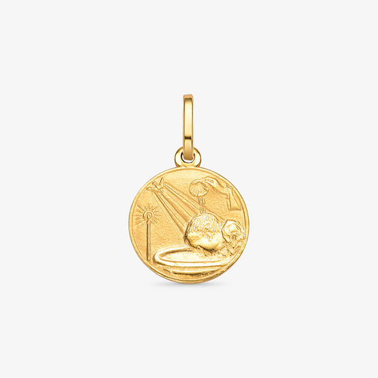 Pingente Medalha Batismo em Ouro Amarelo 18K