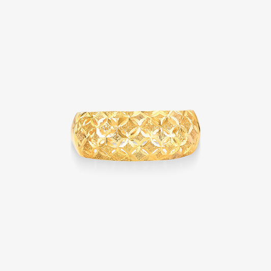Anel Estamparia Losango Tricolor em Ouro Amarelo 18K