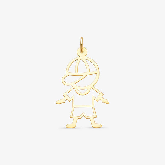 Pingente Menino Vazado com Boné em Ouro Amarelo 18K