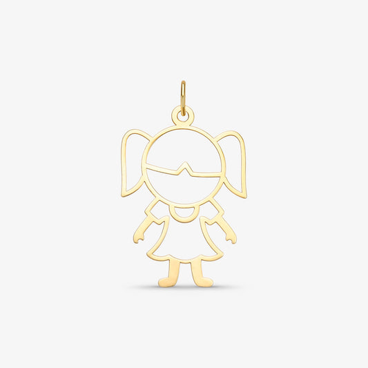 Pingente Menina Vazado com Franja em Ouro Amarelo 18K