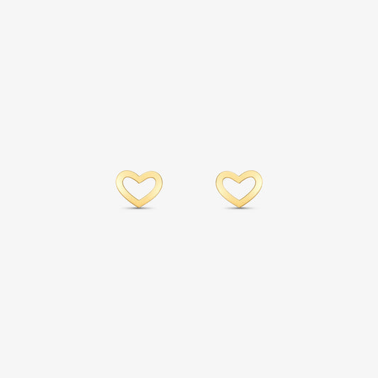 Brinco Coração Vazado M em Ouro Amarelo 18K